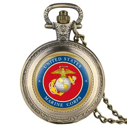Красный уход за кожей лица Бронзовый Ретро Корпус морской пехоты США кварцевые карманные часы брелок с цепью скульптура серебро карманные