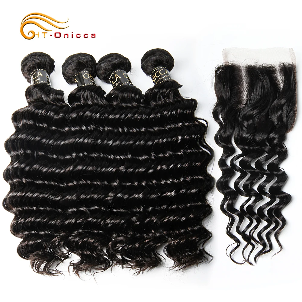 

Brazilian Deep Wave Bundles with Closure Remy Human Hair 3 4 Bundles with Closure Brazilian Hair Weave Bundles with Closure