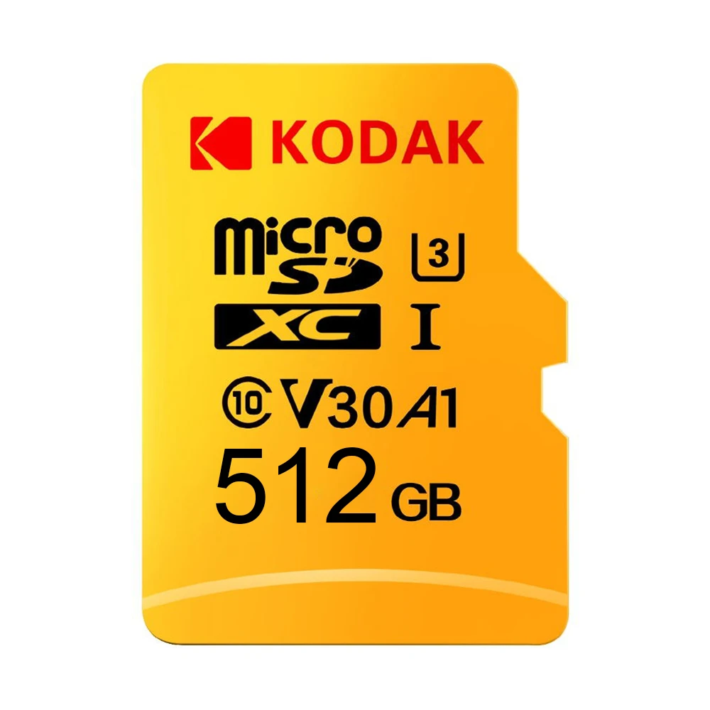 Kodak Micro SD Card 512 GB TF карты U3 A1 V30 карты памяти 100 МБ/с. чтения Скорость 4 K видео записи