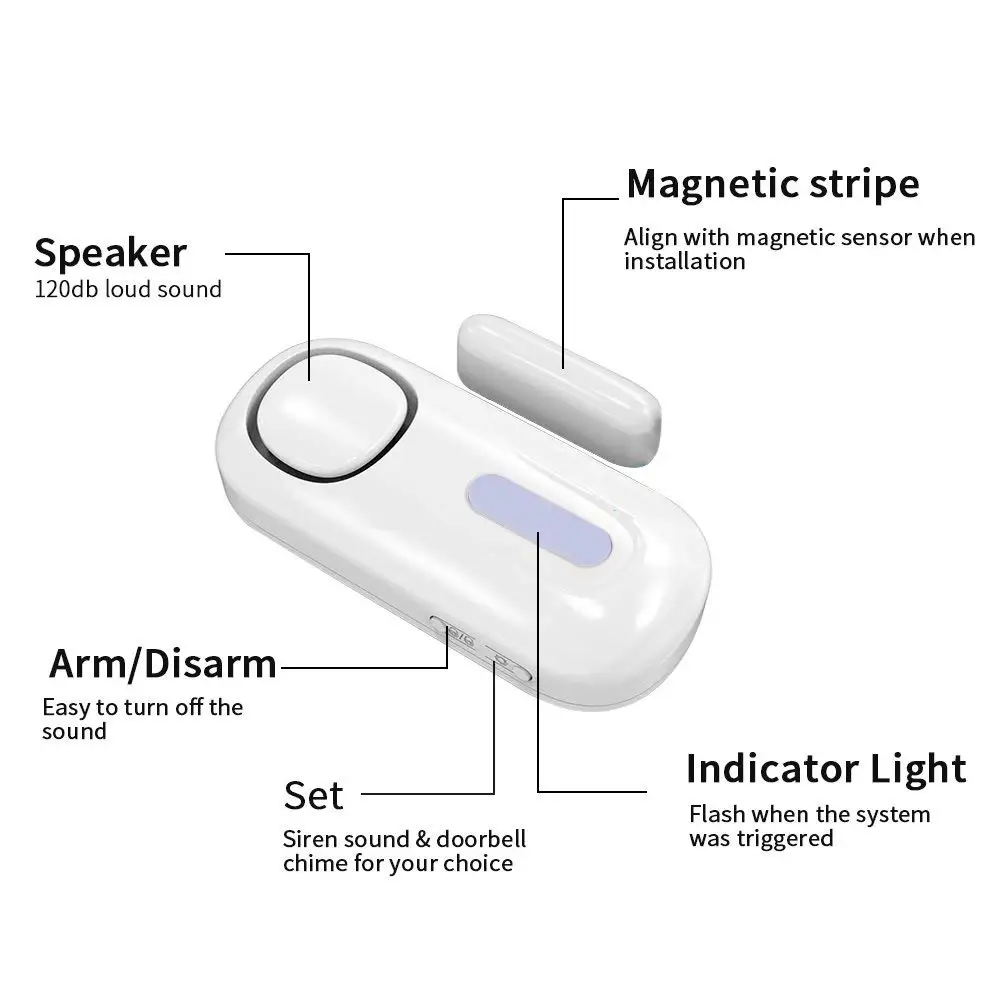 Wsdcam Home Security Door Window Magnetic Sensor Alarm System for Home Wireless Remote Control Open Door Detector Burglar Alarm