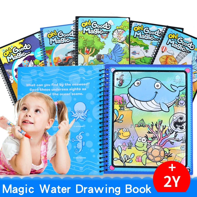 

Kids Magic Water Drawing Book Painting Set With Magic Pen Drawing Board Educataional Coloring Aqudoodle Toys Gifts For Children