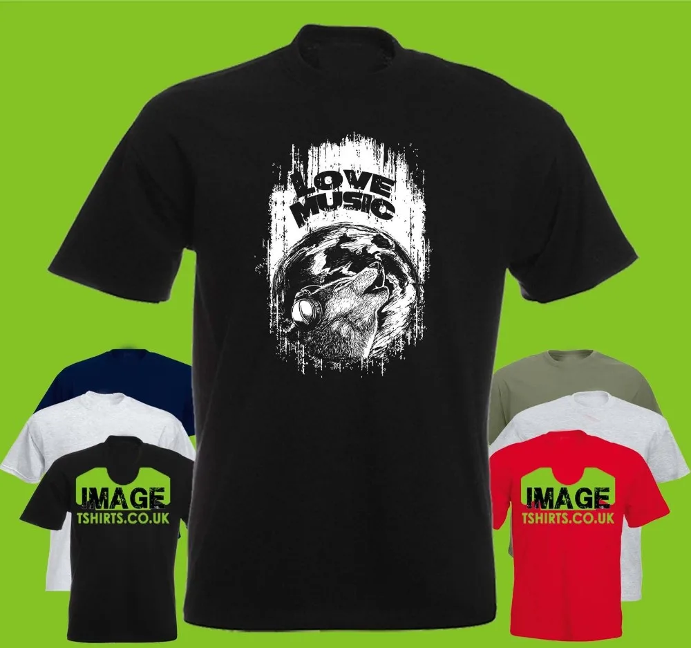 Мужская футболка с принтом Night Song наушниками Wolf Howl Moon и музыкальным 2019|tee shirt|t-shirt