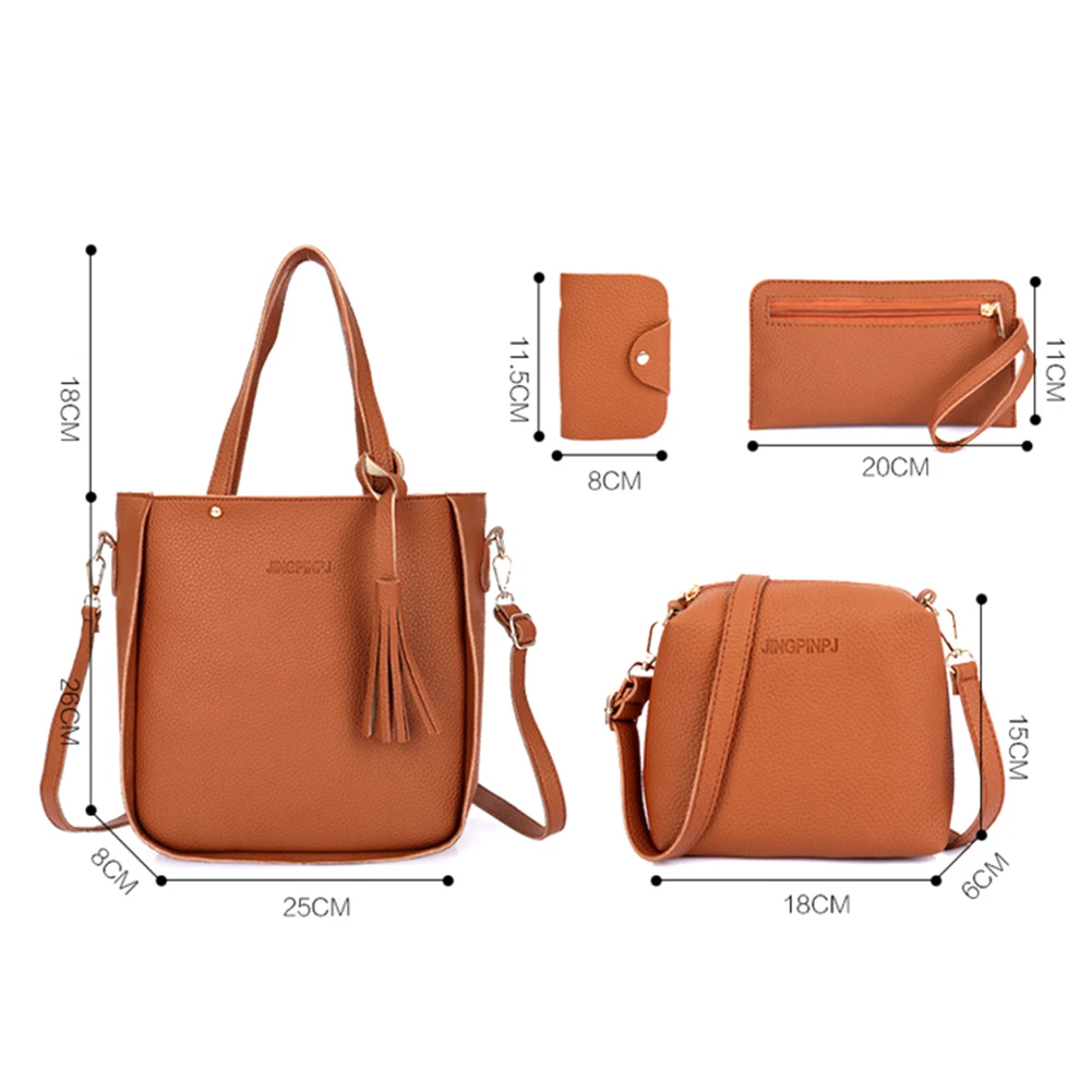 4 шт./компл. кисточкой сумки для женщин 2018 Роскошные дизайн PU Crossbody курьерские