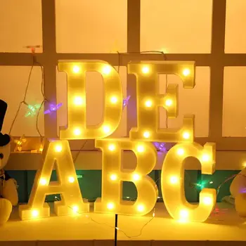 

3D Wall Hanging LED Night Light 26 English Letter Alphabet Marquee Sign Light Indoor Night Lamp For Wedding Party
