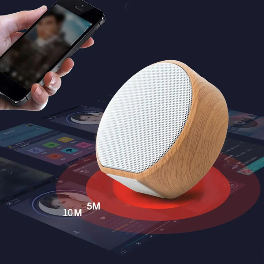 Деревянный зернистый беспроводной Bluetooth динамик Портативный минирепродуктор