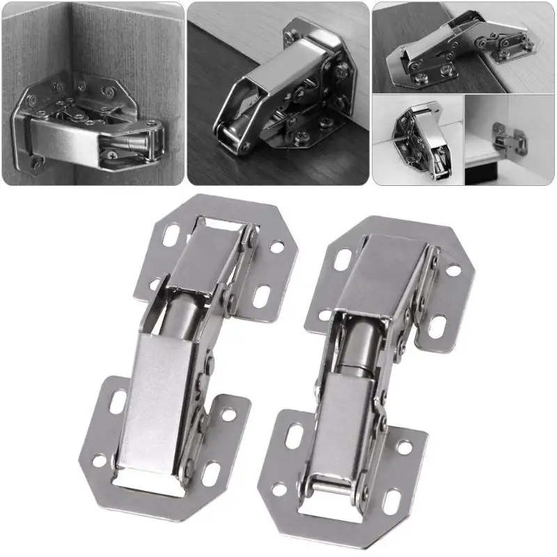 Stainless Steel Hinges Door Hinges 10pcs Cabinet Hinge 90 Degree 3/4in No-Drilling Hole Cupboard Door Hydraulic Hinges Soft Close With Screws Furniture Hardware