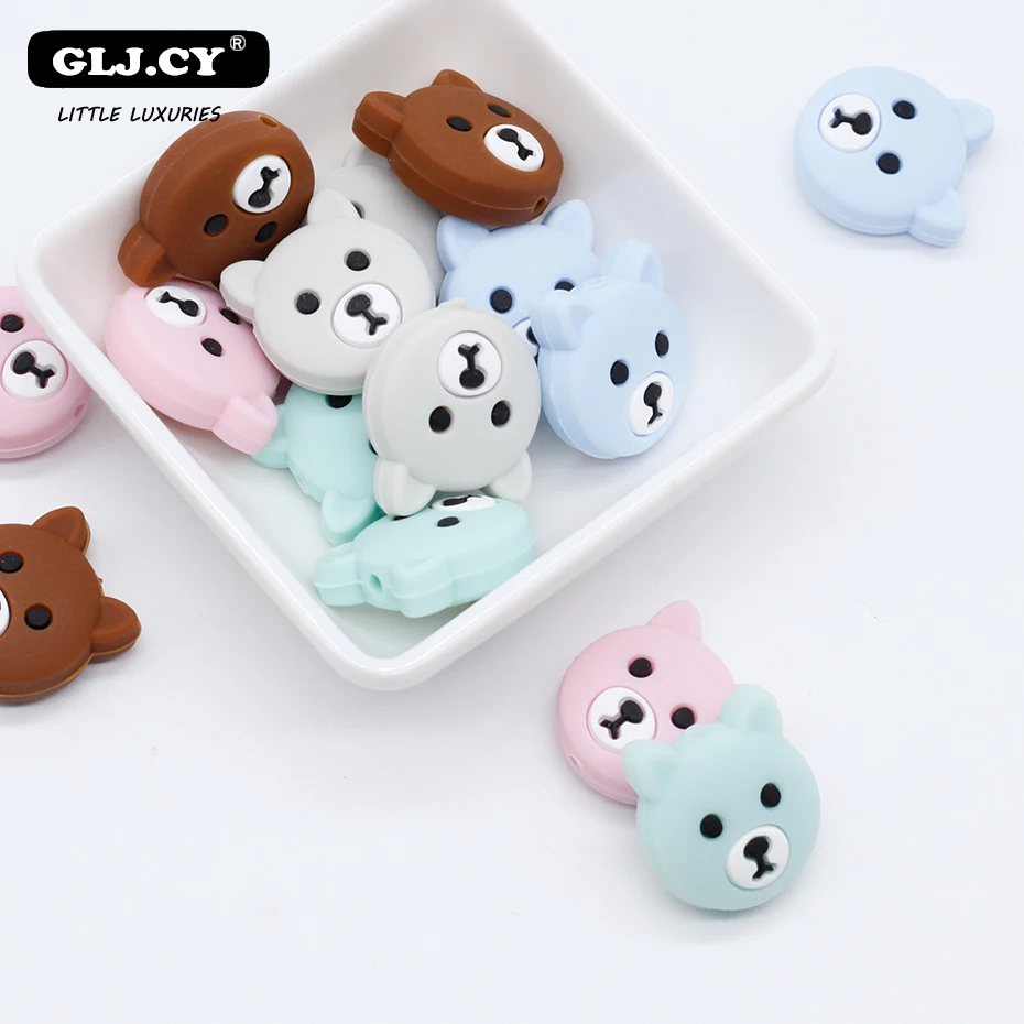 

Silicone Beads 100PCS Animals Cartoon Shape BPA Free Silicone Beads For Baby Food Grade Teether For Teeth Tiny Rod Baby Teethers