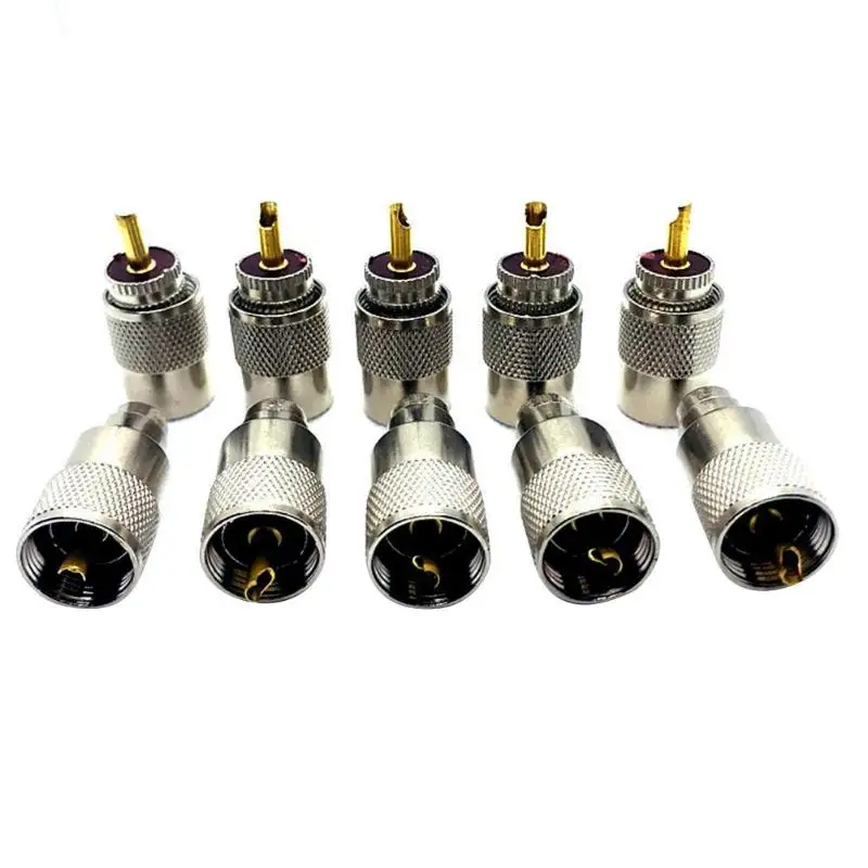 

10pcs UHF PL259 Male Solder RF Connector Plugs Twist-on Connectors RG8 RG58 RF Coaxial Cable Adapters