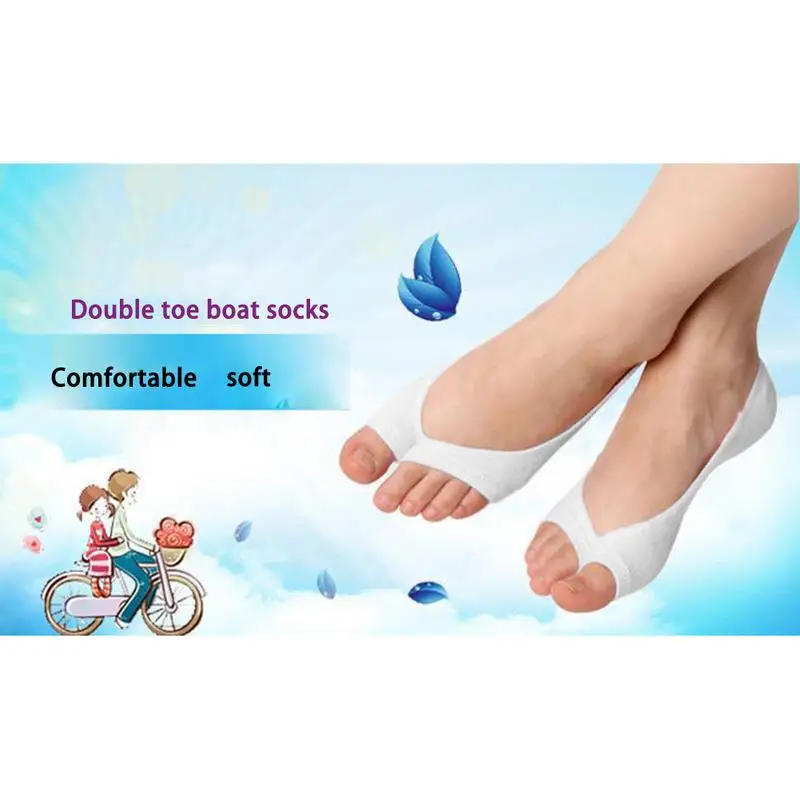 

2018 New Summer Fish Mouth Boat Socks Toe Open Non Slip Two Fingers Invisible Toe Yoga Dance Socks For Women Men