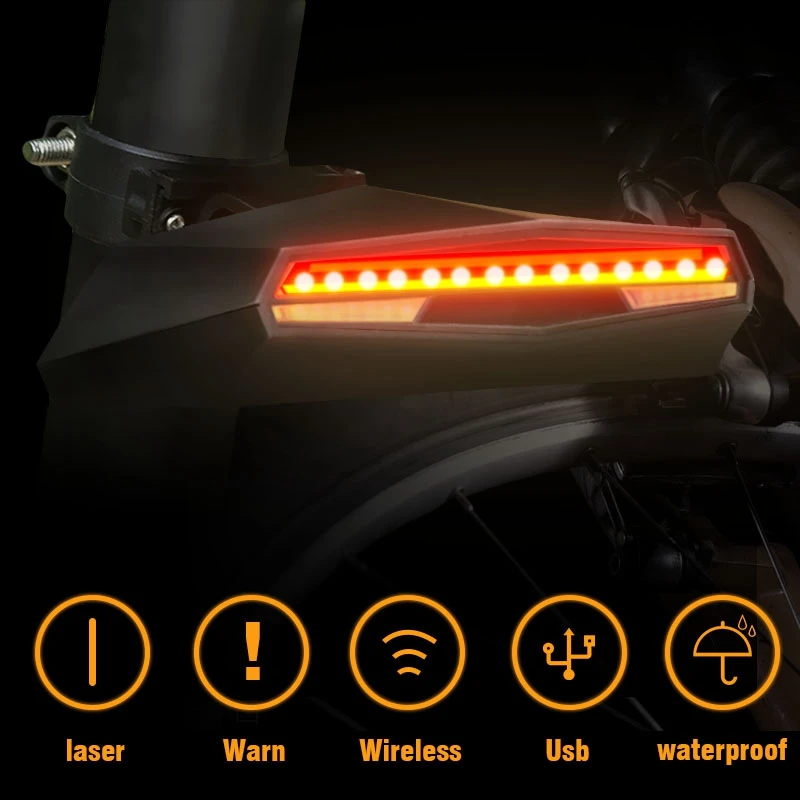 

Bicycle Light LED Tail Light USB Rechargeable Warning Rear Lights Cycling Smart Wireless Remote Control Turn Signal Laser