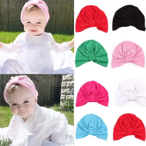 Newborn Infant Kid Baby Girl Bowknot Hat Toddler Cute Comfy Hospital Solid Fitted Rayon 7 Styles Cap Beanie Pudcoco Popular | Детская