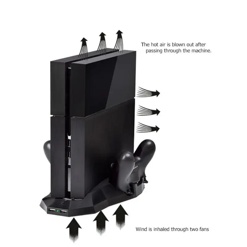 

Vertical Stand for PS4 with Dual Cooling Fan Cooler Dual USB Controller Charger Charging Station Port for PS4 Console