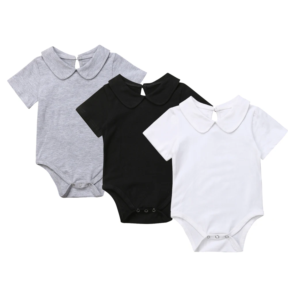 

2019 Summer Newborn Toddler Infant Baby Boy Romper Short Sleeve Solid Casual Jumpsuit Playsuit Baby Boys Clothing