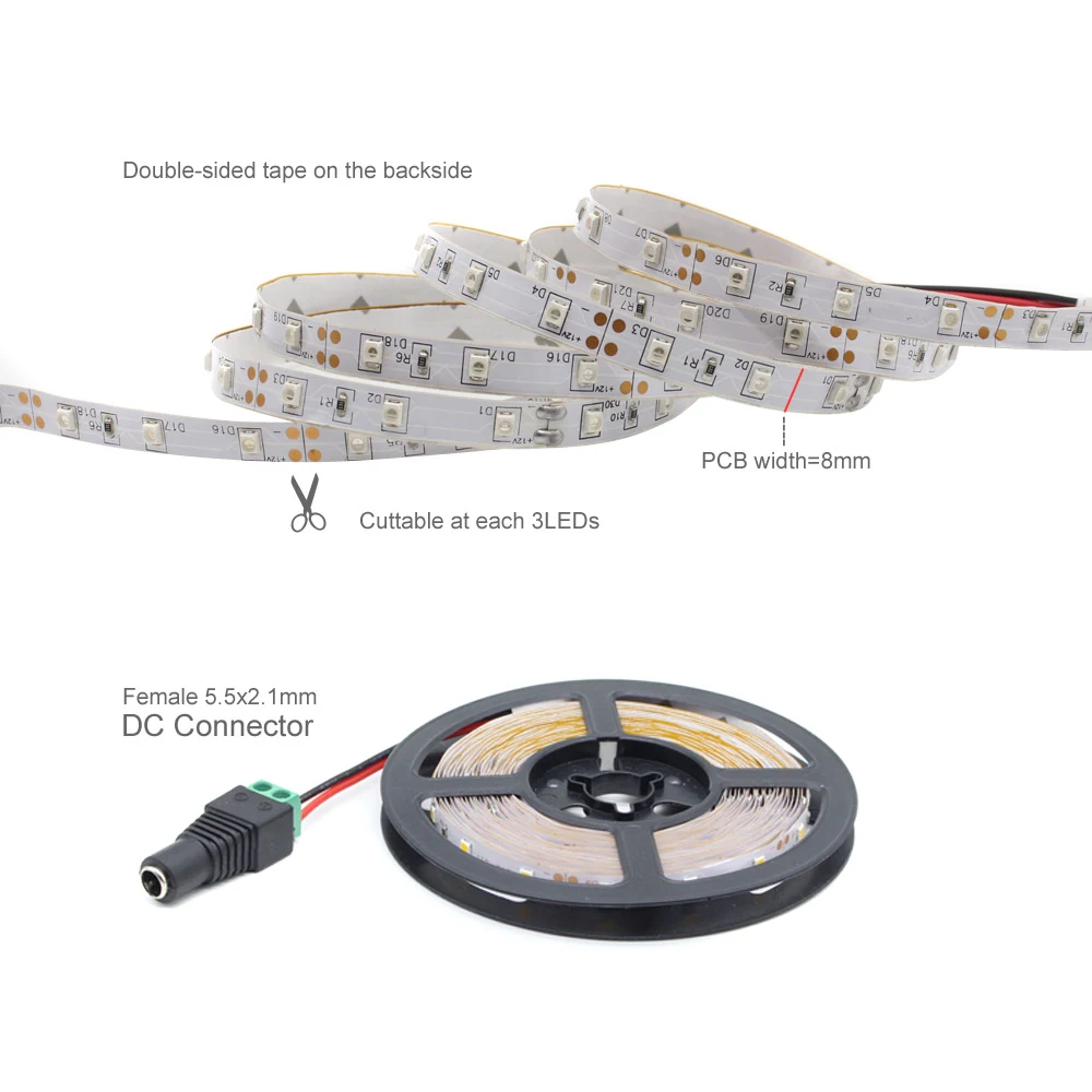 Светодиодная лента 12 в 5 м Водонепроницаемая светодиодная лента e 10 м RGB лента SMD 2835 теплый белый 12 вольт лента Tira смещенное освещение Гибкая ТВ лампа