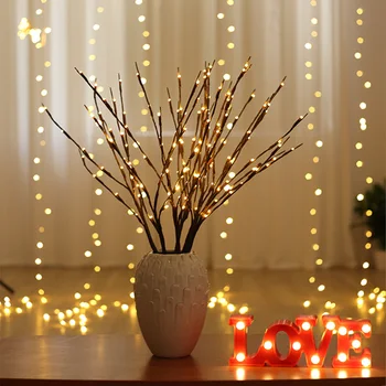 

3PCS/Lot LED Willow Branch Lights 20 Leds Branches String Light Battery Powered for Christmas Home Party Cafe Shop Decor Lights