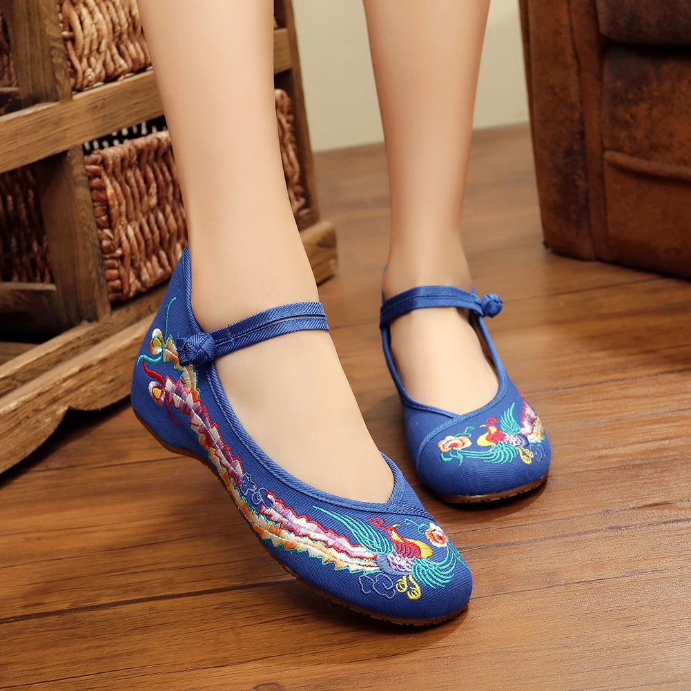 

Women's Chinese Traditional Folk style Embroidery shoes Mary Jane Flat Peking