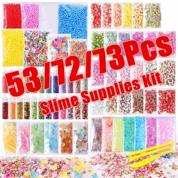

56/72/73 Pack Making Kits Supplies For Slime Stuff Charm Fishbowl Beads Glitter Pearls DIY Handmade Color Foam Ball Material Set