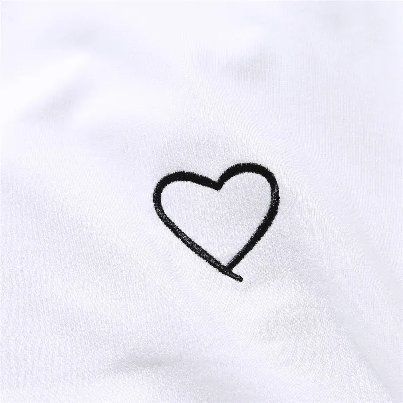 2019 Couples 3D T-Shirt For Women Heart White Tops T Shirt Men T Shirt Embroidery Lovers T-Shirt Femme Dress Summer Female Gifts