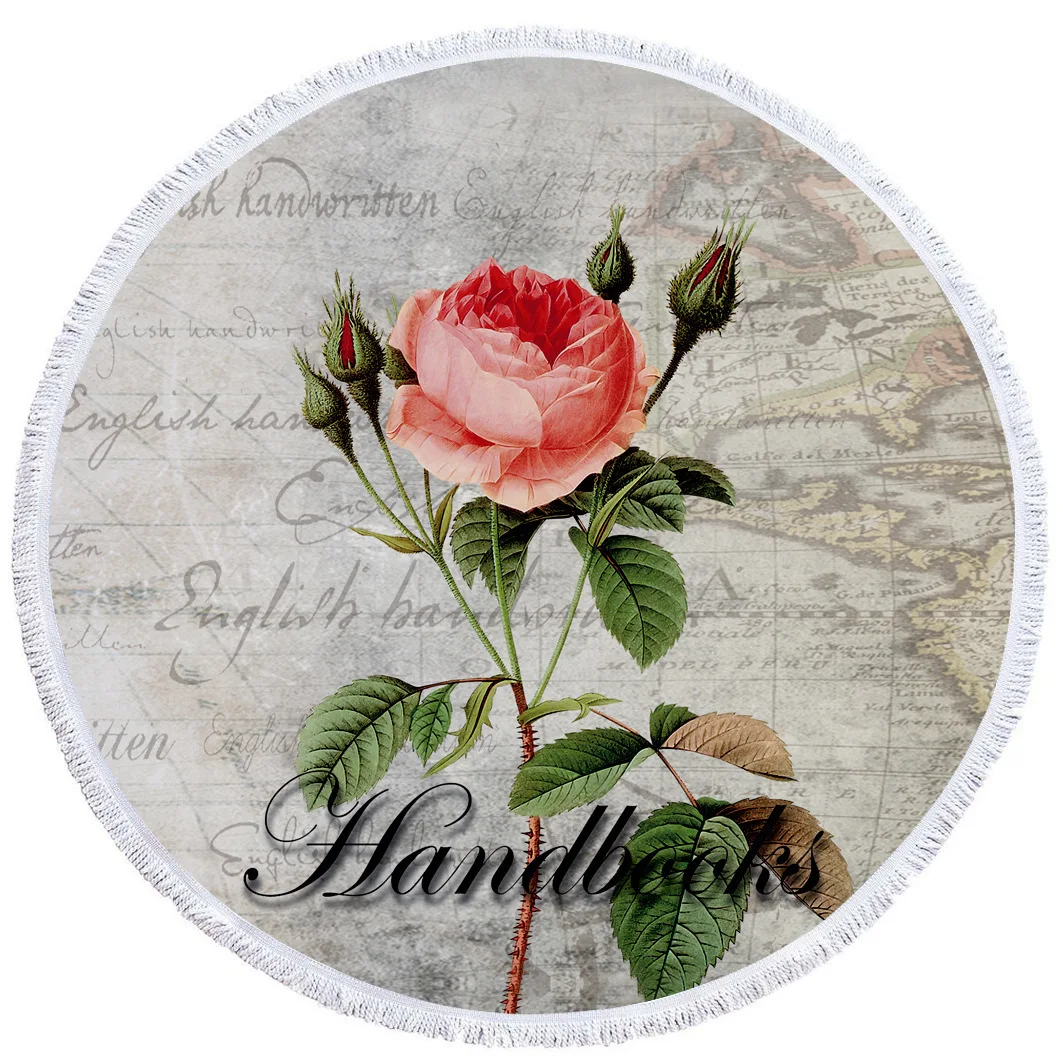 

Vintage Tower Round Beach Towel Monroe Floral Bird Printed Yoga Mat Tapestry Microfiber Towel Bath For Adults Large Toalla Plage
