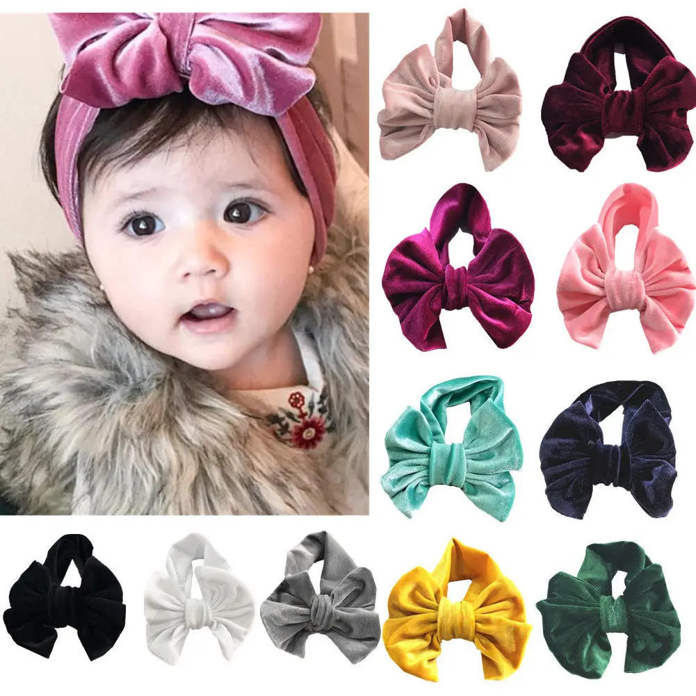 

Pudcoco 2019 Brand New Soft Baby Girls Kids Toddler Bow Hairband Headband Turban Big Knot Head-Wrap