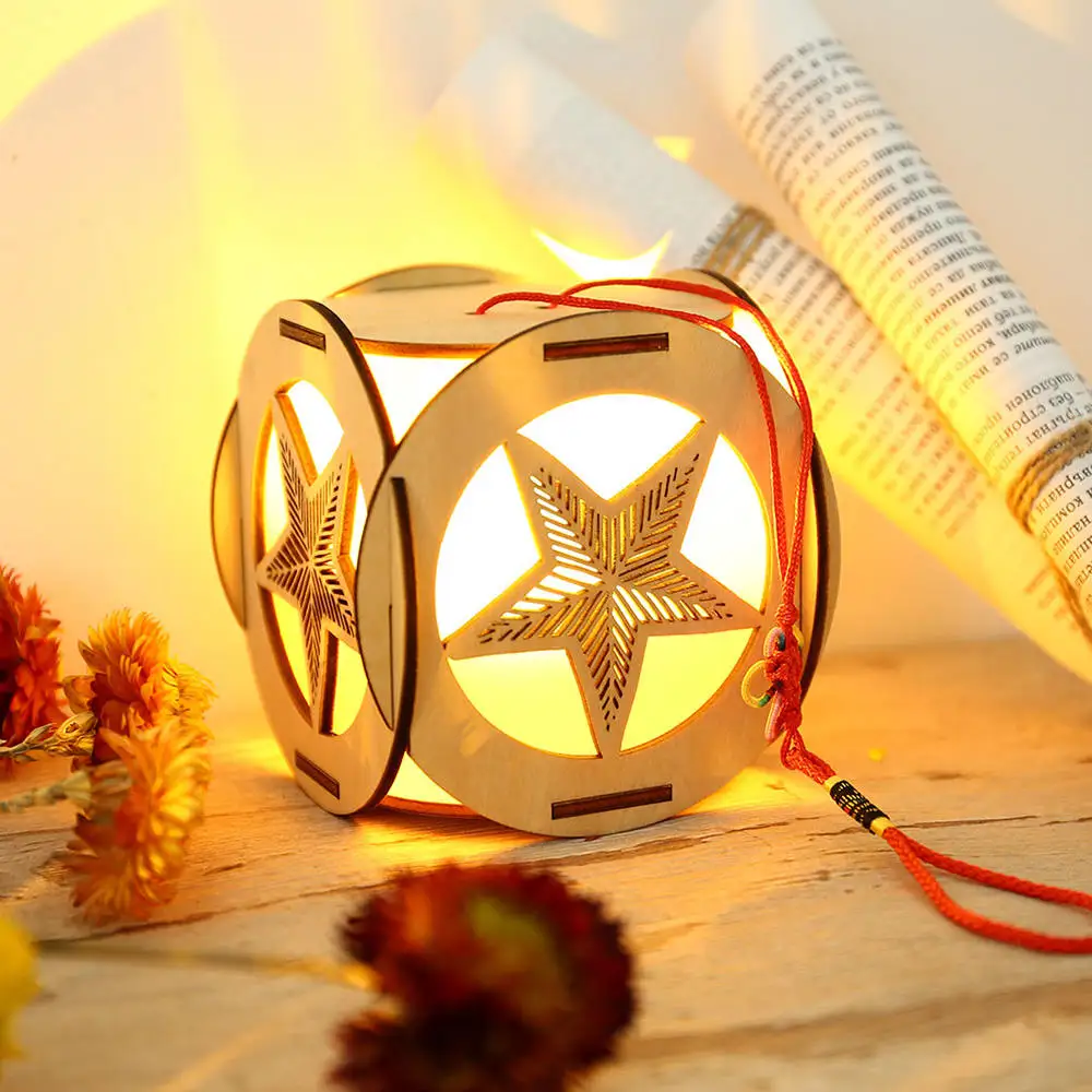 

Led Night Light Home Decor Creative Gift Wooden Hemp Rope DIY Assembled Lamps Ornaments Crafts