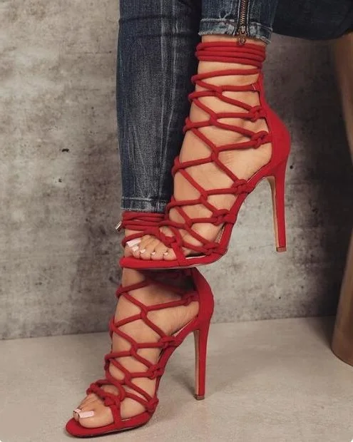 Sexy Red Suede Women Sandals Cut-out Cross Strap Lace-up Wave Braid Gladiator Sandals Women Peep Toe Customized Plus Size 10 Sexy Red Suede Women Sandals Cut-out Cross Strap Lace-up Wave Braid Gladiator Sandals Women Peep Toe Customized Plus Size 10
