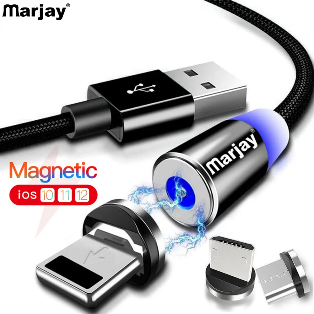 

Marjay Magnetic Micro USB Cable Type C Cable for iPhone XR XS MAX X 8 7 6 Plus Xiaomi Samsung Mobile Phone Magnet Charger Wire
