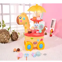 Милый жираф мини тележка девочка конфеты корзину Мороженое магазин Гладкий детский игровой дом с подсветкой хранения музыки ребенка