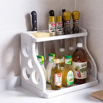 

Multifunction Durable Double Layer Kitchen Organizer Storage Shelf Detachable Condiment Bottle Knife Storage Rack Shelves