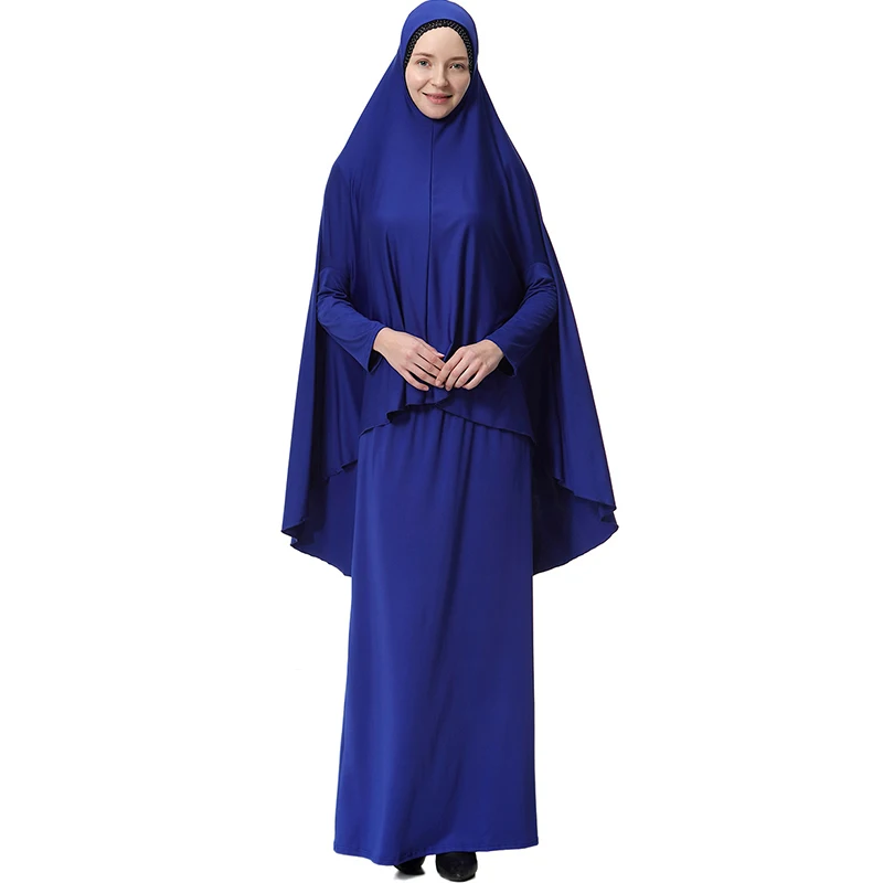 

Anself New Women Muslim 2 Piece Maxi Dress Solid Long Sleeve Abaya Kaftan Islamic Indonesia Robe Long Skirt Cloak Hijab Suit