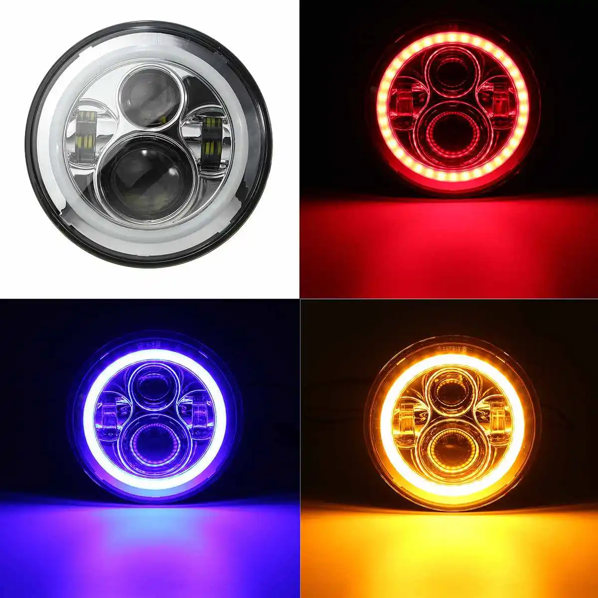 

1pcs For Jeep for Wrangler 1997-2016 7inch Hi/Lo Beam LED Halo Ring DRL Signal Lamp Headlights w/ H13 Adapter Harness H4 Wiring
