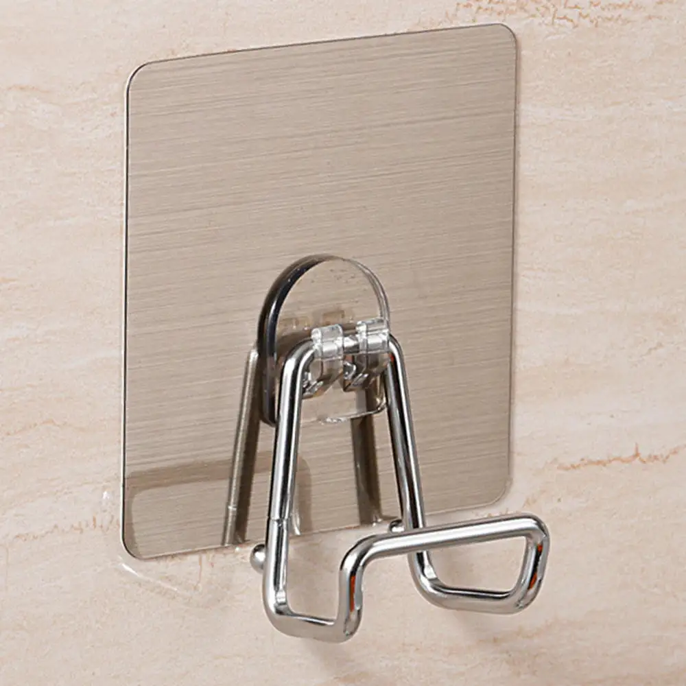 2pcs Self Adhesive Hook Kitchen Wall Door Hanger Stainless Steel Hook