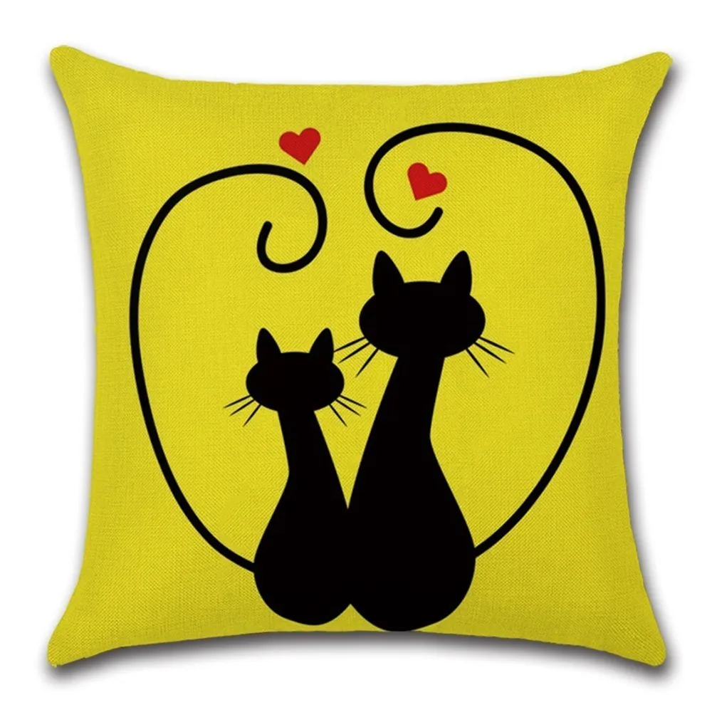 

Animal Design Cotton Linen Cushion Cover Romantic Valentine Day Girls Gift Pattern Pillowcase Throw Pillow Cover Almofadas XWBE