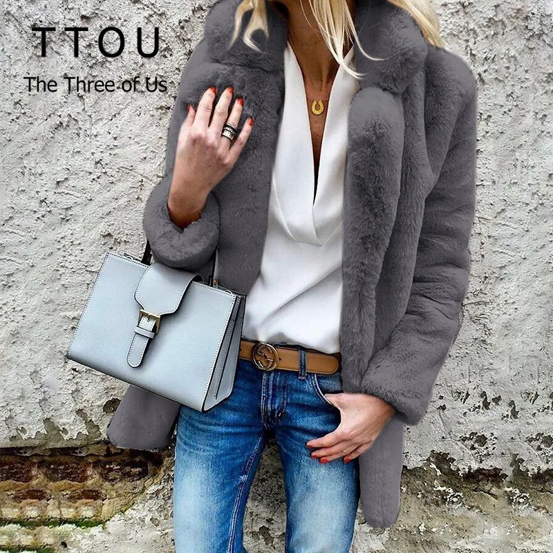 TTOU Women Winter Casual Faux Fur Coat Ladies Autumn Elegant Warm Soft Outwear Oversize Daily Thick Jacket New Fashion TTOU Women Winter Casual Faux Fur Coat Ladies Autumn Elegant Warm Soft Outwear Oversize Daily Thick Jacket New Fashion