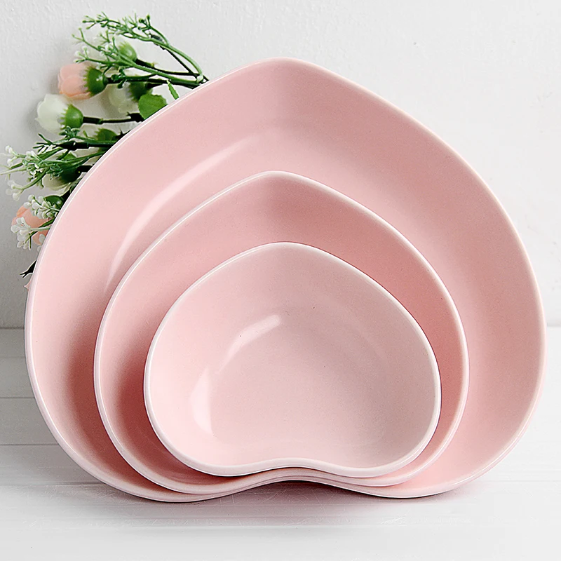 Cutlery / Heart Shaped Ceramic Plate Plate Deep Pink Romantic Lover Of