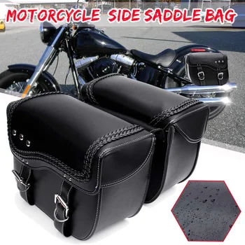 

Pair Universal Motorcycle Saddlebag PU Leather Side Storage Luggage Tool Bag For Suzuki/Yamaha/Honda