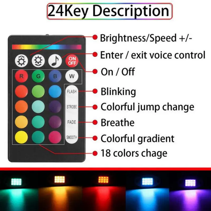 8 шт шасси автомобиля рок светильник s удаленный Управление многоцветный Bluetooth RGB