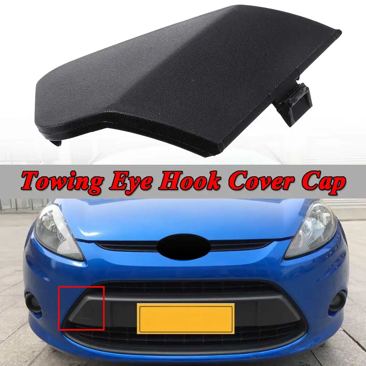 Cikuso Front Bumper Towing Trailer Cover Cap For Ford Fiesta Mk6 2001-2005