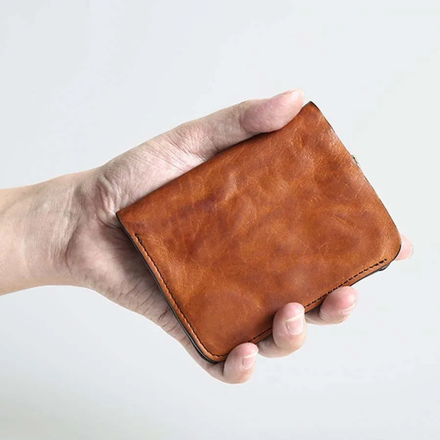 

Handmade retro wallet carteira feminina women wallets zip purse masculina men wallets leather brand short small cards holder