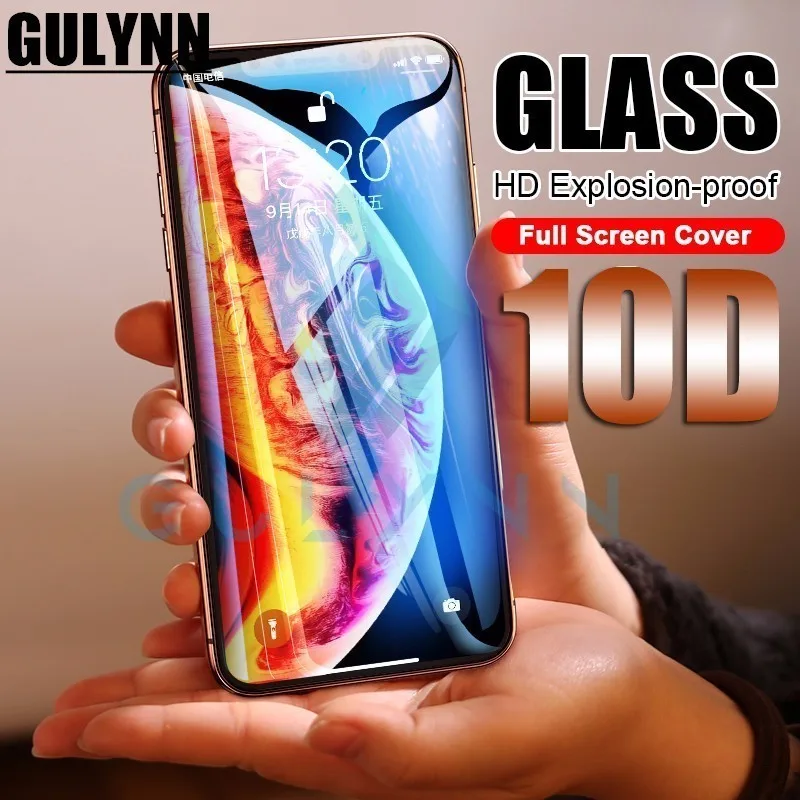 

10D Full Cover Protective Film For iPhone 6s 7 XR XS MAX Tempered Glass On The For iPhone X 7 8 6 Plus Screen Protector