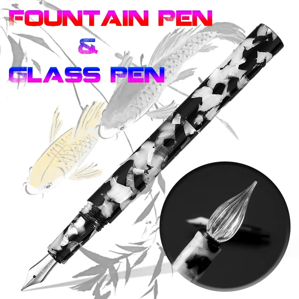 

2Pcs 1cm Mini Nib Cartridge Fountain Pen With Gift Box Stationery Office school supplies Art creation painting Font design