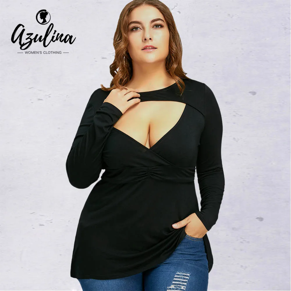 Rosegal Women T Shirt Empire Waist Plus Size Low Cut T Shirts Fashion