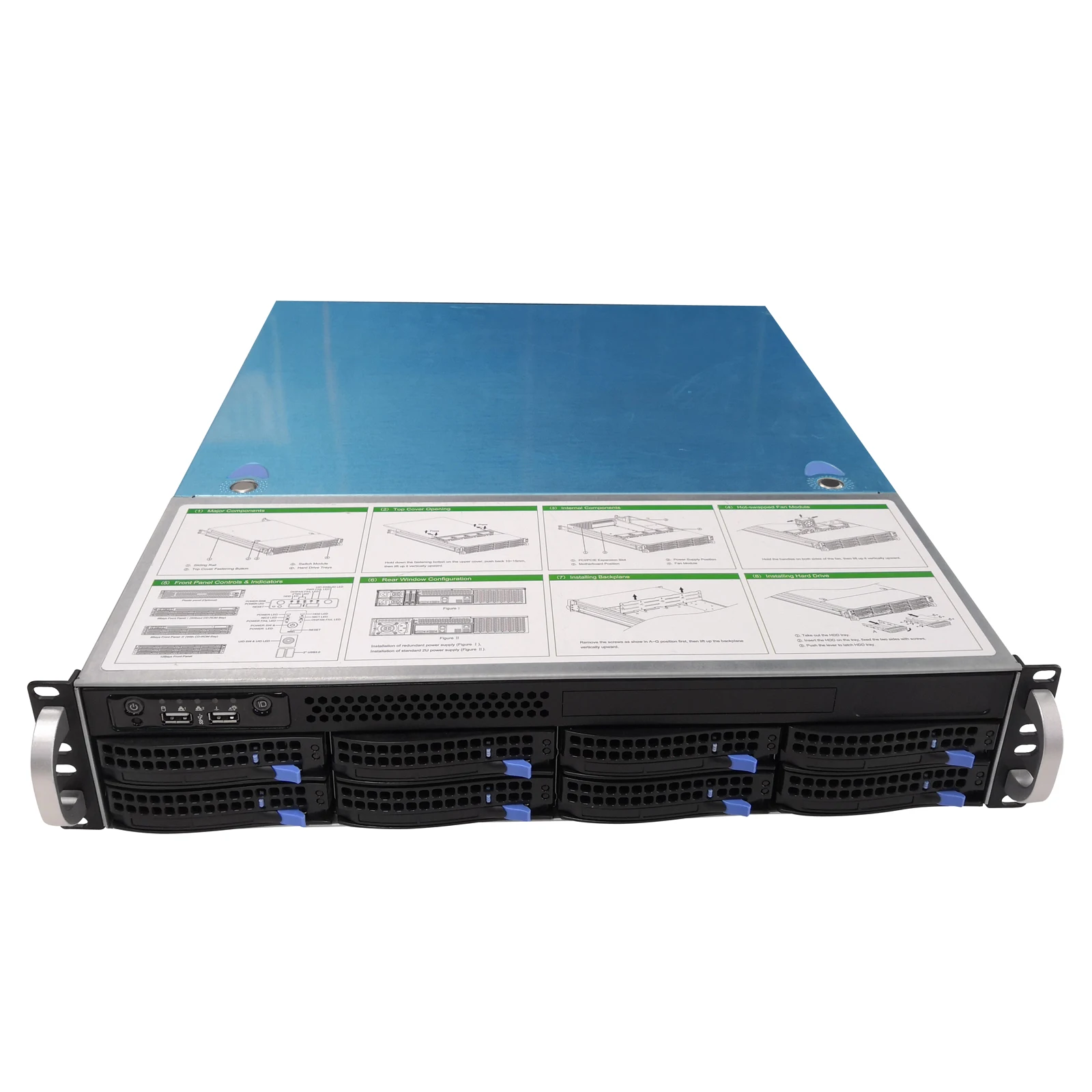 

high quality 2U rack-mounted hot-swap chassis 19 inches storage server case S256-8 support 8 drive bays different backplane
