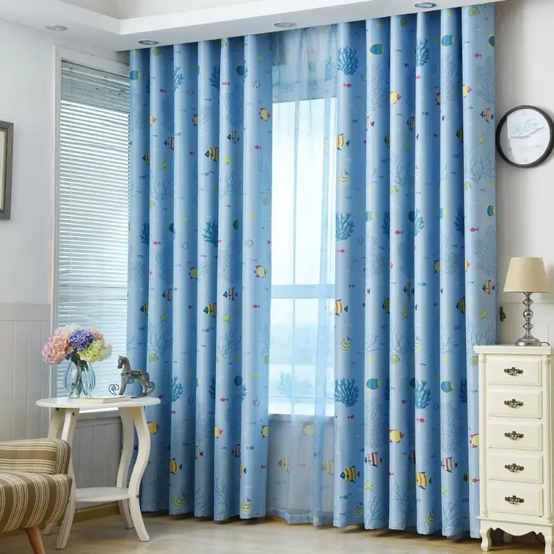 

Marine Biological Printed Shade Cloth Balcony Bedroom Curtain Shade