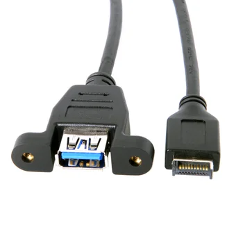 

10pcs/lot USB 3.1 Front Panel Header to USB 3.0 Type-A Female Extension Cable 50cm Panel Mount Type