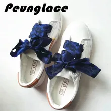 Качество PeungLace 100 пара/лот 25 мм* 90 см кружево ленты Shoestrings стильная; 2 уровня атласные шнурки