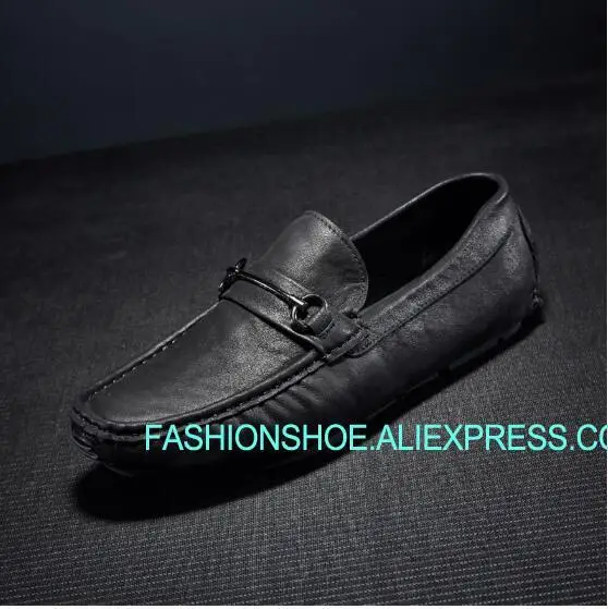 

Spring Summer New Genuine leather Mens Loafers Peas Shoes Flat heel Comfortable Leisure Shoes