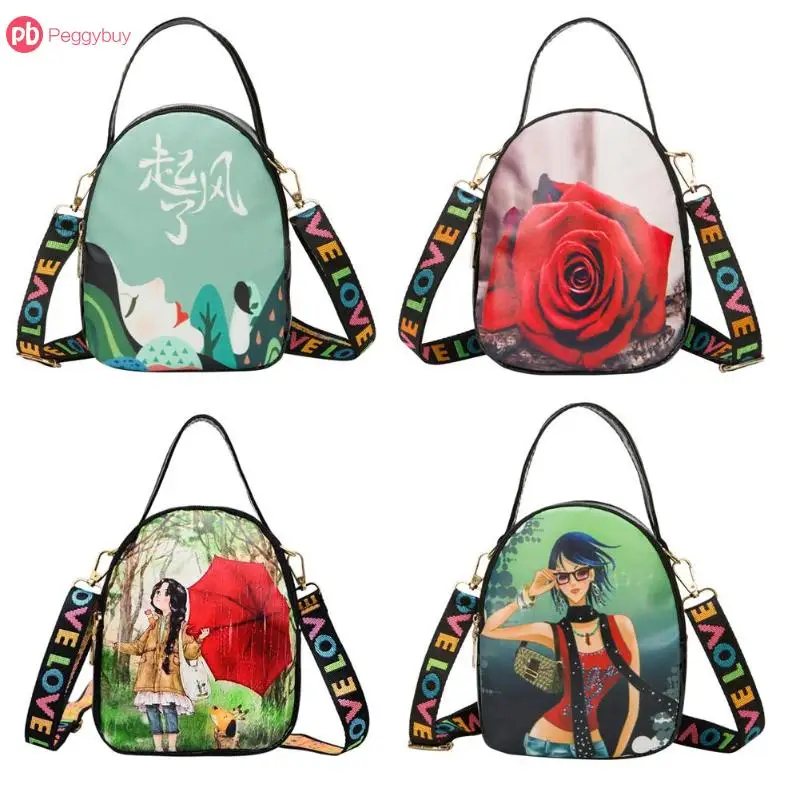 Mini Koreanische Stil Mädchen Floral Print Schulter Messenger Tasche kawaii Kleine Leder Handtasche für Frauen Sling Umhängetaschen