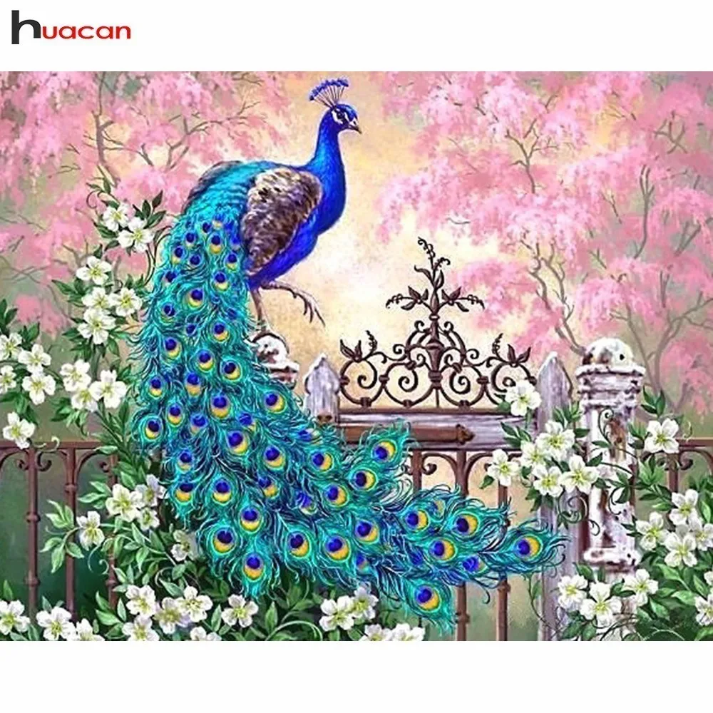 

Huacan 5D DIY Diamond Painting Full Square Drill Peacock Diamond Embroidery Sale Animal Mosaic Needlework Rhinestones Wall Decor
