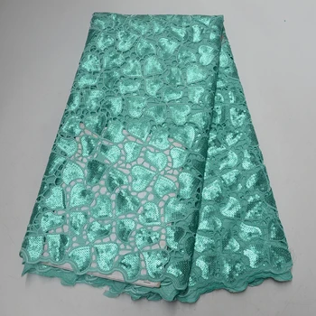 

African sequins organza lace fabric 2019 high quality lace sequence swiss guipure tulle french net Nigerian double organza lace